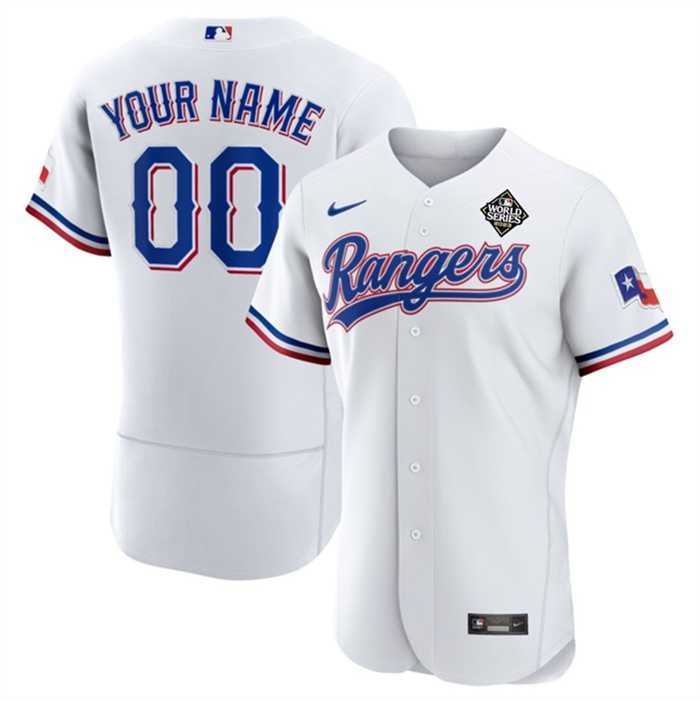 Men%27s Texas Rangers Active Player Custom White 2023 World Series Flex Base Stitched Baseball Jersey->customized mlb jersey->Custom Jersey